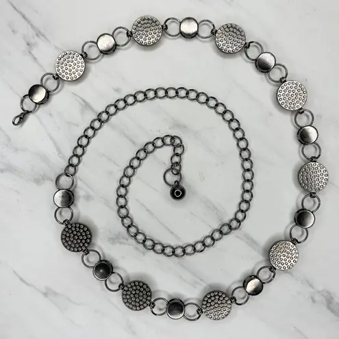 Clear Yellow Rhinestone Gunmetal Chain Link Belt One Size ✨ Silver