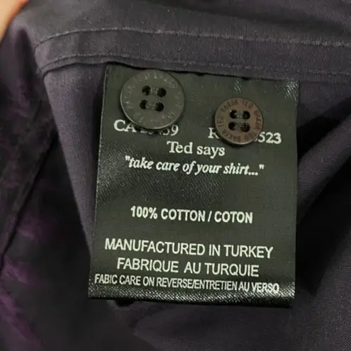 Ted Baker  London Button Up Dress Shirt Size LARGE 12 Purple Tonal Floral‎