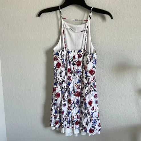 Sequin Hearts  Floral Red, White & Blue Strappy Dress