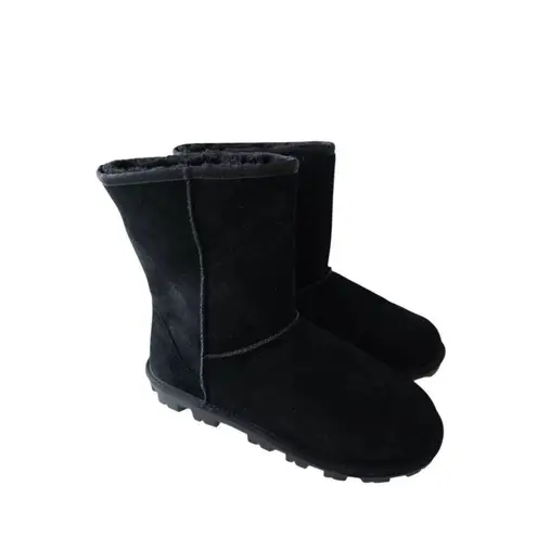 UGG  Essential Booties Size 9 Black Shearling Uggplush Wool Foam Footbed NEW