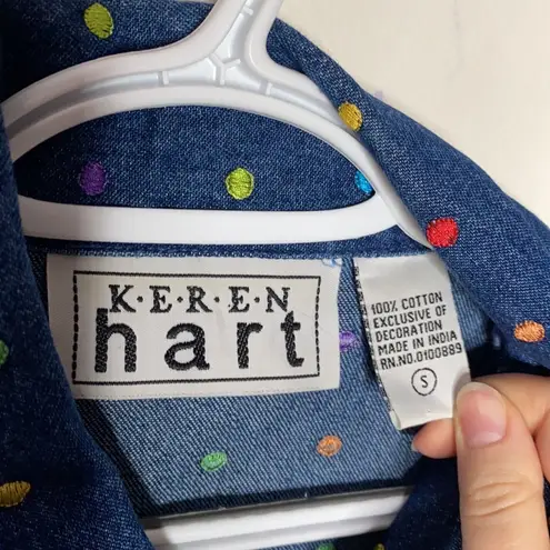 Keren Hart rainbow embroidered denim jacket size S