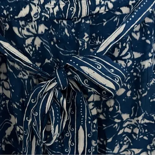 Soft Surroundings Nahla Blue Floral Batik Jumpsuit Size L