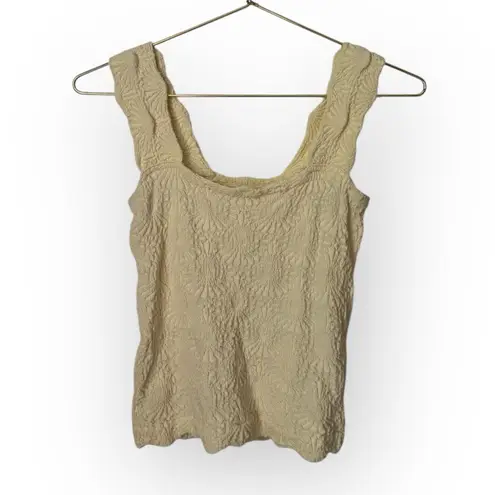Free People  Intimately Love Letter Cami Tank Elegant Cream Textured Women's Top