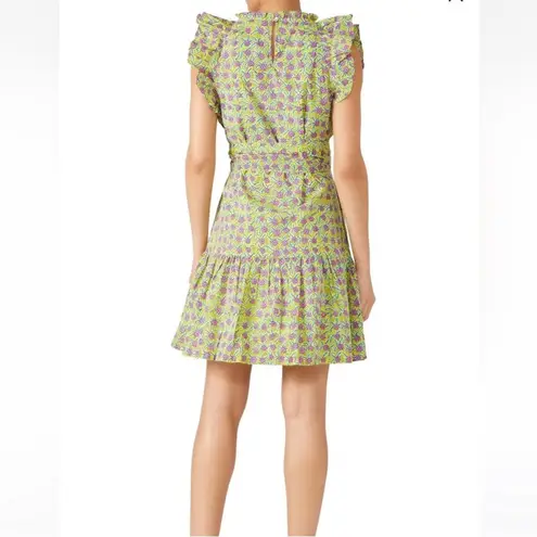 Banjanan Bulbul’s Sister Ruffle Mini Dress Yellow Floral Print Flutter Sleeve M