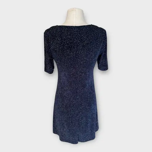 Vintage 90s Sparkly All Over Glitter Mini Dress Knit Ultra Dress sz 10 Swiftie Blue
