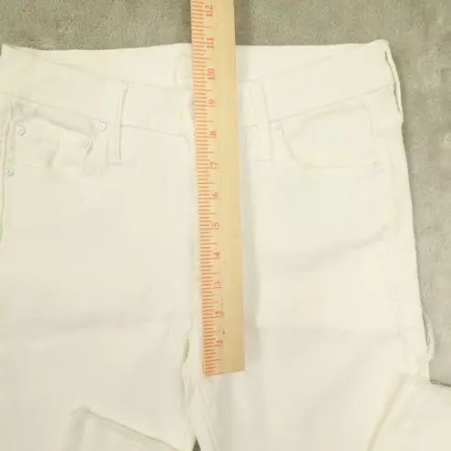 Mother The Looker Ankle Fray White Jeans Mid Rise GLASS SLIPPER size 26