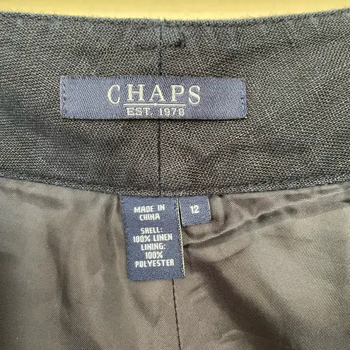 CHAPS Linen Trousers Pants Pockets Dark Blue Minimal Coastal Grandma Size 12