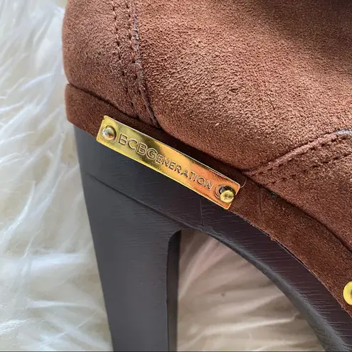 BCBGeneration  ‘Melo’ Suede Brown Leather Bootie with faux fur