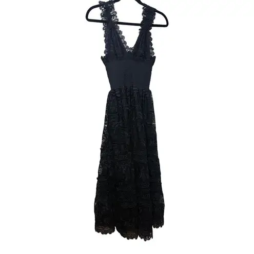 Waimari La Mimosa Dress in Guipure Lace Sz. XS Black