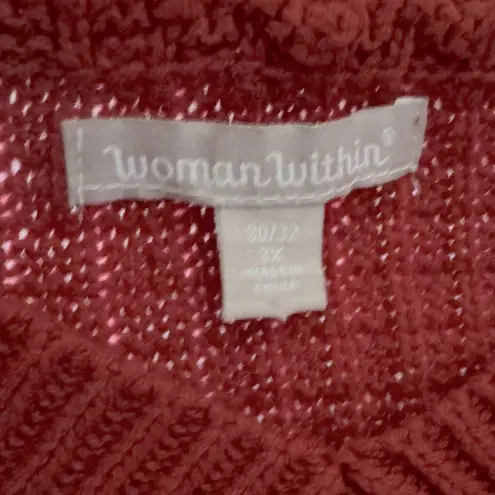 Woman Within 🍁 Plus Size Side Button V-Neck Waffle Knit Sweater🍁 ~3X