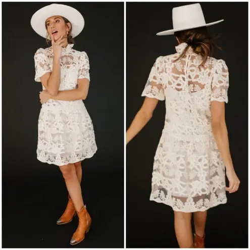 Current Air ππ Lace Mock Neck Dress ~ Cream Large L NWT