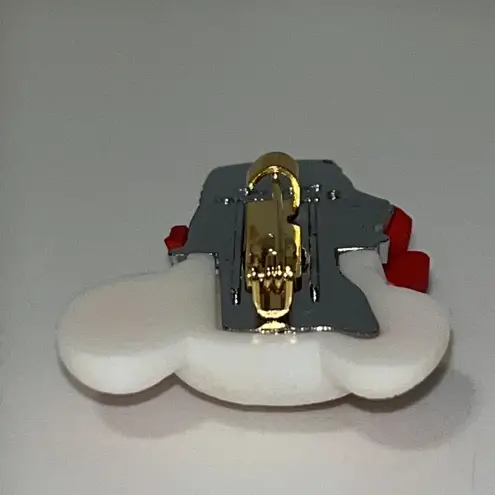 Hallmark 1983 Pin Christmas Mouse Sewing Thimble White Red Bow Holiday Brooch