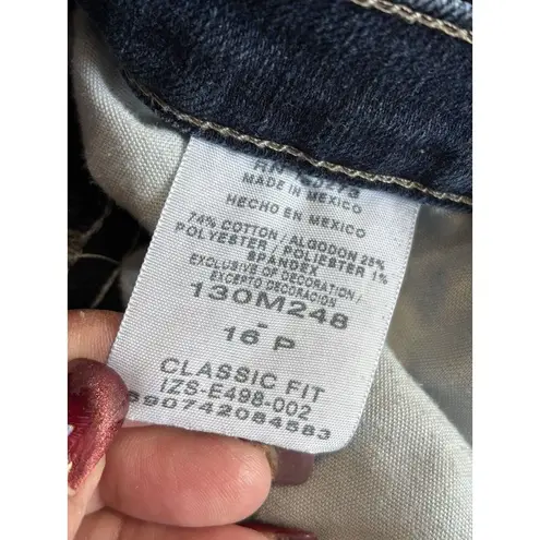 Riders By Lee Denim Dark Wash Jeans Mid Rise Size 16P Straight Leg Classic Logo