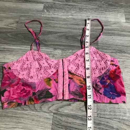 Pins & Needles Pink Floral Crochet Bandeau; medium