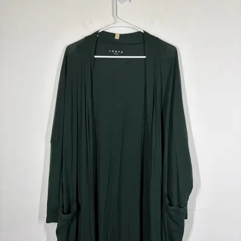 FLAW Lunya Organic Pima Long Cardigan One Size OS Green