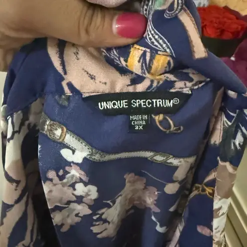 Unique spectrum  blue and‎ light pink sleeveless blouse