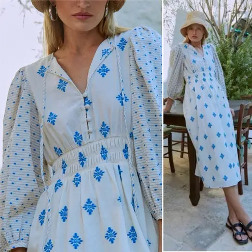 Hunter Bell “Clementine” Blue Medallion Midi Dress Size Medium