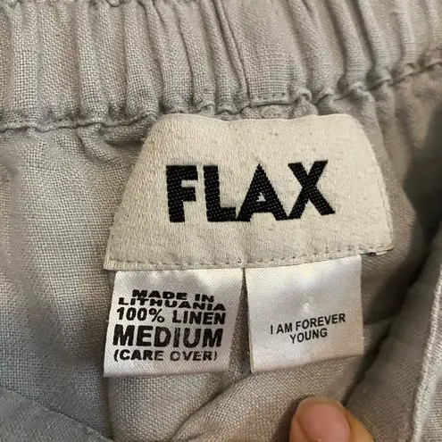 Flax Light Gray 100% Linen Wide Leg Pants