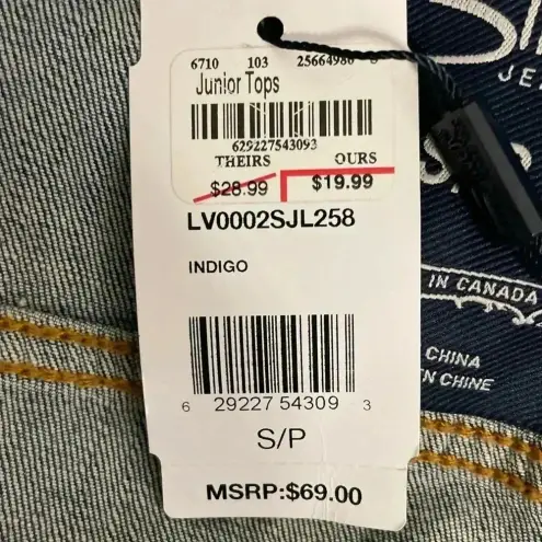 Silver Jeans Silver Distressed Medium Light Wash Distressed Button Up Jean Denim Vest S NWT