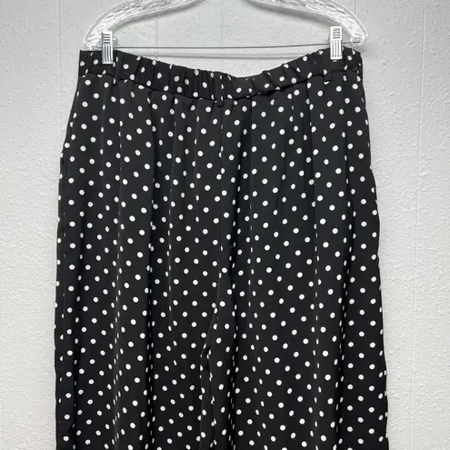 Tronjori Polka Dot Womens Pants XXL High Rise Pleated Front Wide Leg Career Chic Black