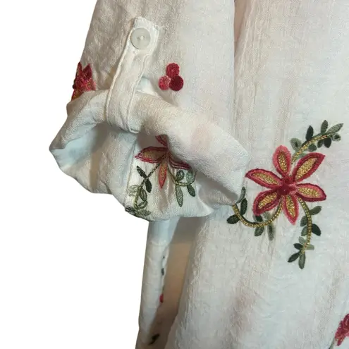 Kindred Women Tunic Top 2X Colorful Embroider Floral Coastal Boho Beachy Travel