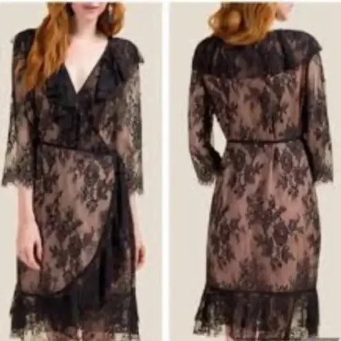 Francesca’s Collections Black Kaylee Lace Wrap Dress Size XXS NWT