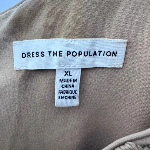 Dress the Population Blair Plunging Fit & Flare Sequin Midi Dress, Gold/Nude, XL