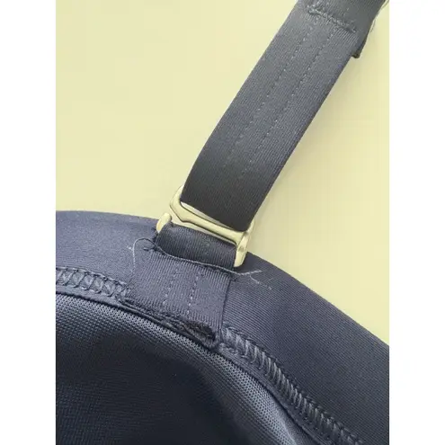 Lands End Swim Top Size 12 Blue Brown Floral Blouson Tummy Hiding Ruched Tankini