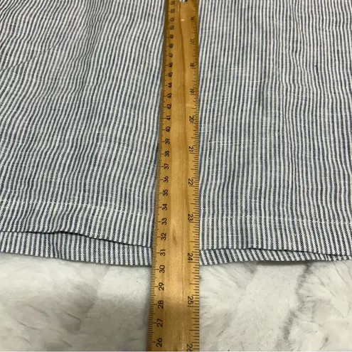 Quince Shirt Women Medium Blue White Linen Striped Tank Quiet Luxury Lagenlook