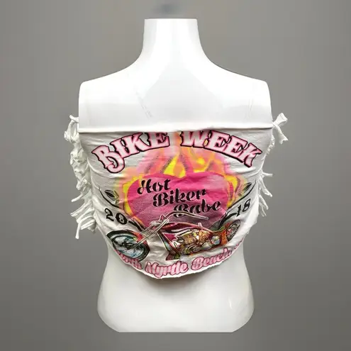 Women’s Bike Week Shirt Size XS Double Sided Graphic 2018 North Myrtle Beach White