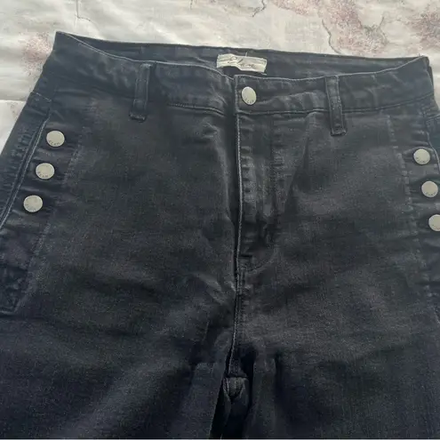 Elan black high rise stretch buttons detailing jeans, size M Y2K biker grunge