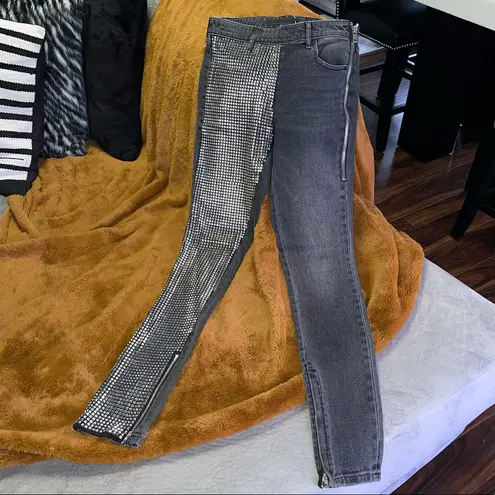 Alexander Wang Studded Panel Slim Jeans Grey Aged Size 27 NWT
