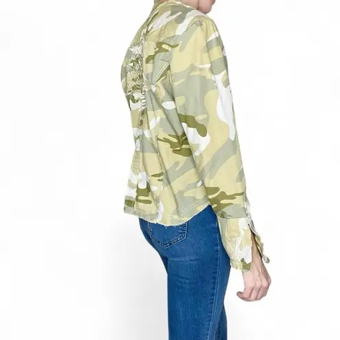 Mixit Camouflage Floral Embroidery Utility Button Down Shirt
