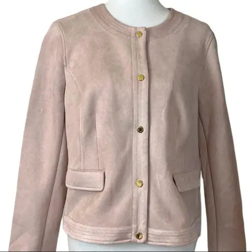 Marc New York Faux Suede Blush Pink Snap Front Jacket Women's Size PL Petite