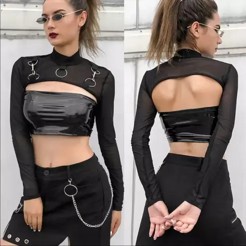 Punk Gothic Bondage O Ring Mesh Sleeves New Size M