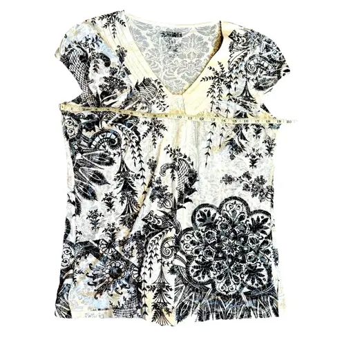 Y2K Love Amour Women’s SOFT USA WHITE & BLACK FLORAL BURNOUT SHIRT L USA Size L