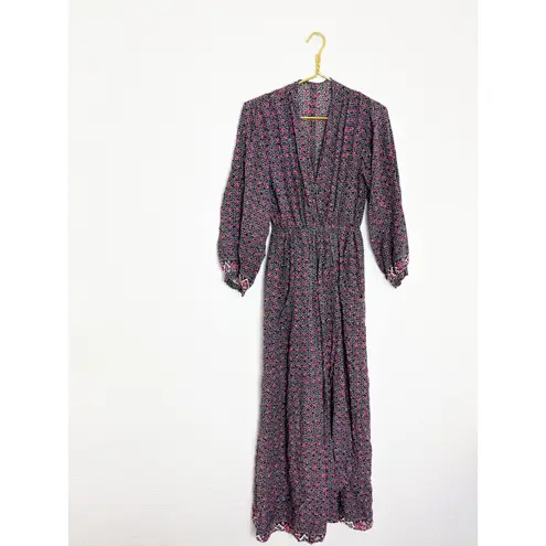 Anthropologie NAT by Natalie Martin Nico Wrap Duster Dress Floral Maxi Medium Purple