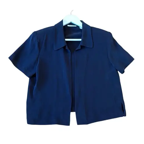 Valerie Stevens NWT 100% silk vintage navy short sleeve jacket 8
