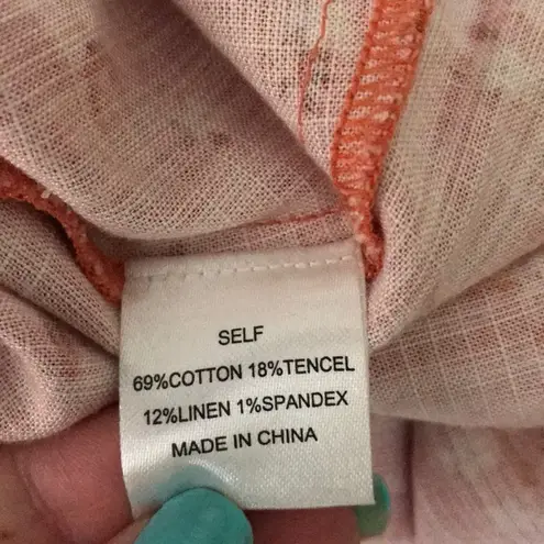 Ellsworth & Ivey Lucy Dress Coral Floral Linen Size M