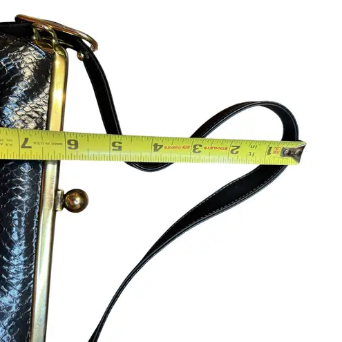 Vintage Town & Country Purse Womens Faux Snakeskin Structured Top Handle 60s Han