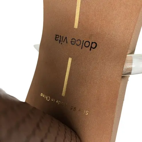 Dolce Vita Noles Sandals Heels Nude Crystal Chunky Round Heels Square Toe 9.5 Tan