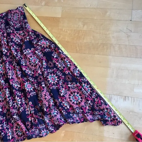 Feathers Strapless Abstract Print Dress, Beach Cover Up, Black, Red, Size M Black Size M