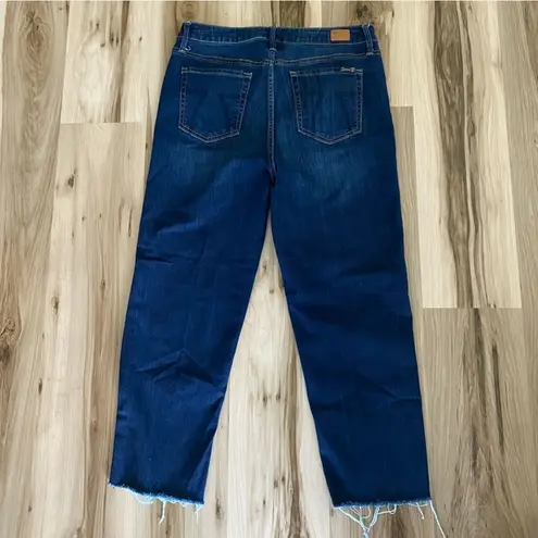 7 For All Mankind Seven  Blue Cropped High Rise Straight Tower Jeans