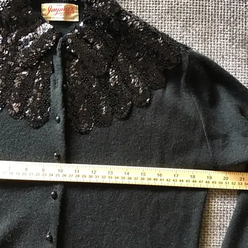 VTG Jaymar Sequin Cardigan Sweater Black S/M Holiday Party Whimsigoth Goth Glam Size undefined