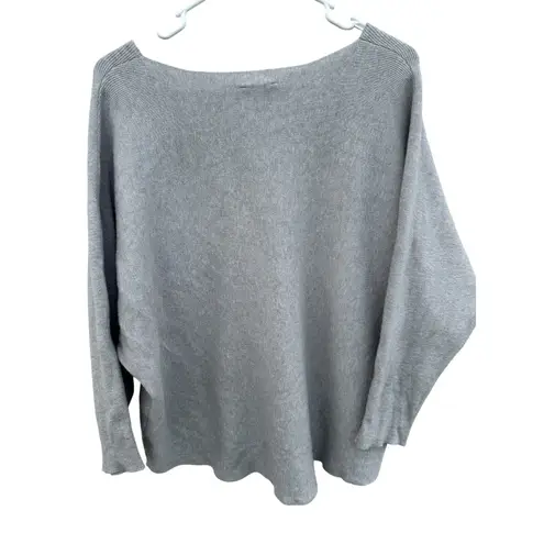 Sioni Style Dolman 3/4 Sleeve Knit Sweater Ribbed Gray Pullover Top Size XLarge