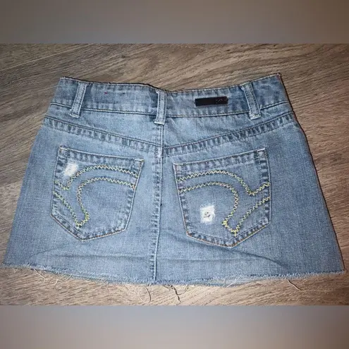 Vanity Vintage Distressed denim mini skirt 0 Blue