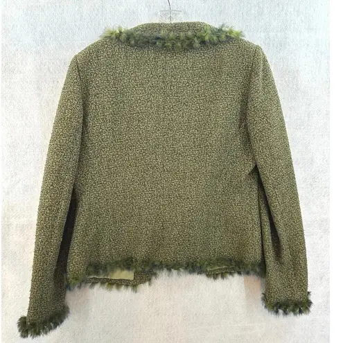 Bill Burns Sz 12 Blazer Faux Fur Stylish Elegant Glamour Made in Italy Green NWT
