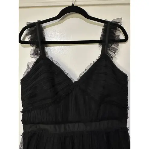 Betsy and Adam Gigi Long Ruffle Mesh Dress Size 10 NWOT Tulle Gown Tiered Ruffles