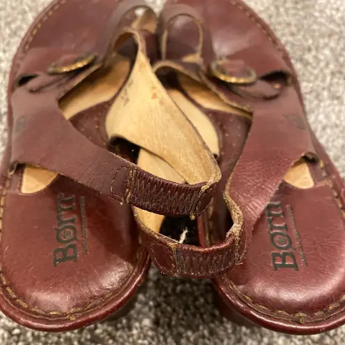 Born Platform Chunky Criss Cross Buckle Slingback Y2K Brown Leather Shoes Size 8