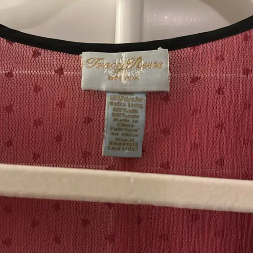 Tracy Reese Vintage Tracey Reese Red & Black Lace Polka Dot Blouse with Black Floral Detail